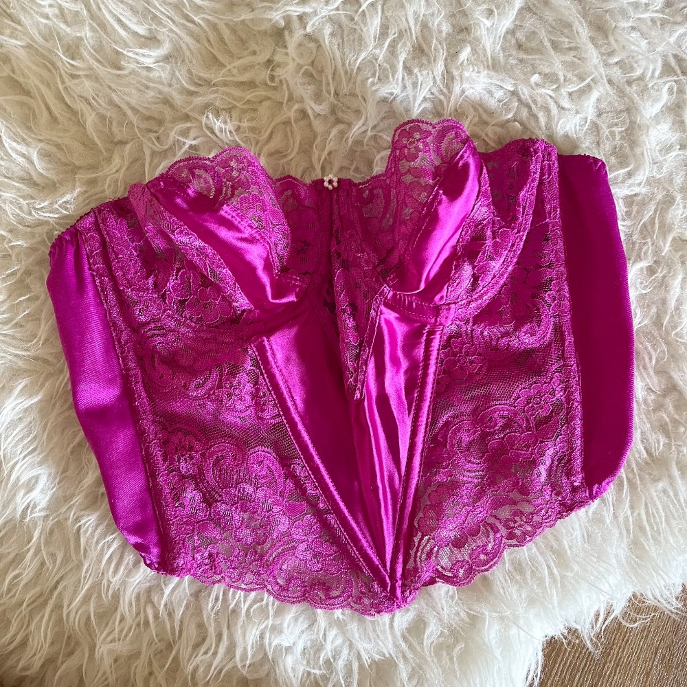 Vintage Christian Dior Intimates Magenta Lace Corset | Size 36B